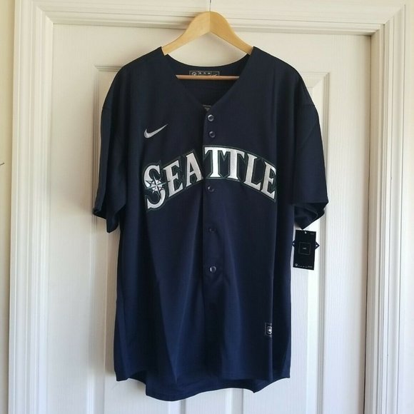 KEN GRIFFEY JR SEATTLE MARINERS BLUE RETRO THROWBACK JERSEY - Picture 1 of 8